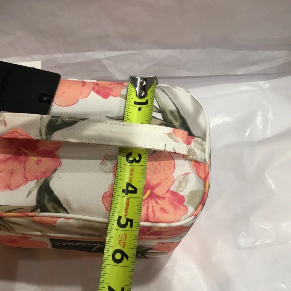 Hurley marshmallow white coral pink tropical print medium makeup beauty case new